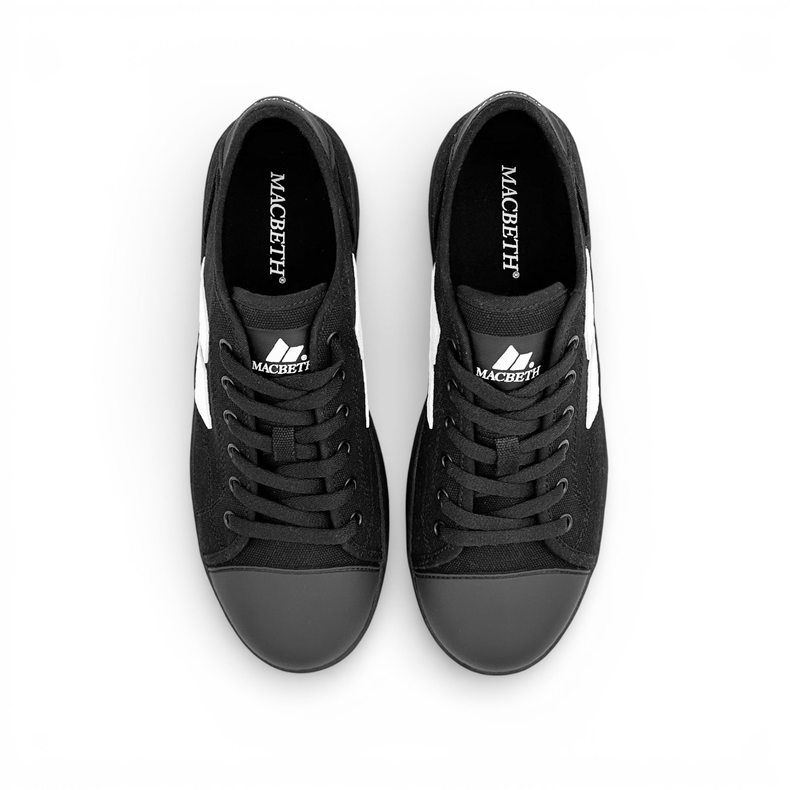Macbeth Hiatus Black Top view of sneakers
